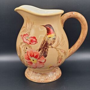 Burton & Burton Lowden Fields Ceramic Pitcher With Birds And Flowers